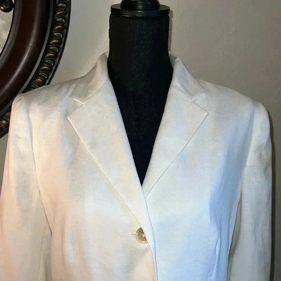 Ralph Lauren Women’s White 100% Linen Single Breasted Blazer Coat Jacket Size 10 - Picture 3 of 16